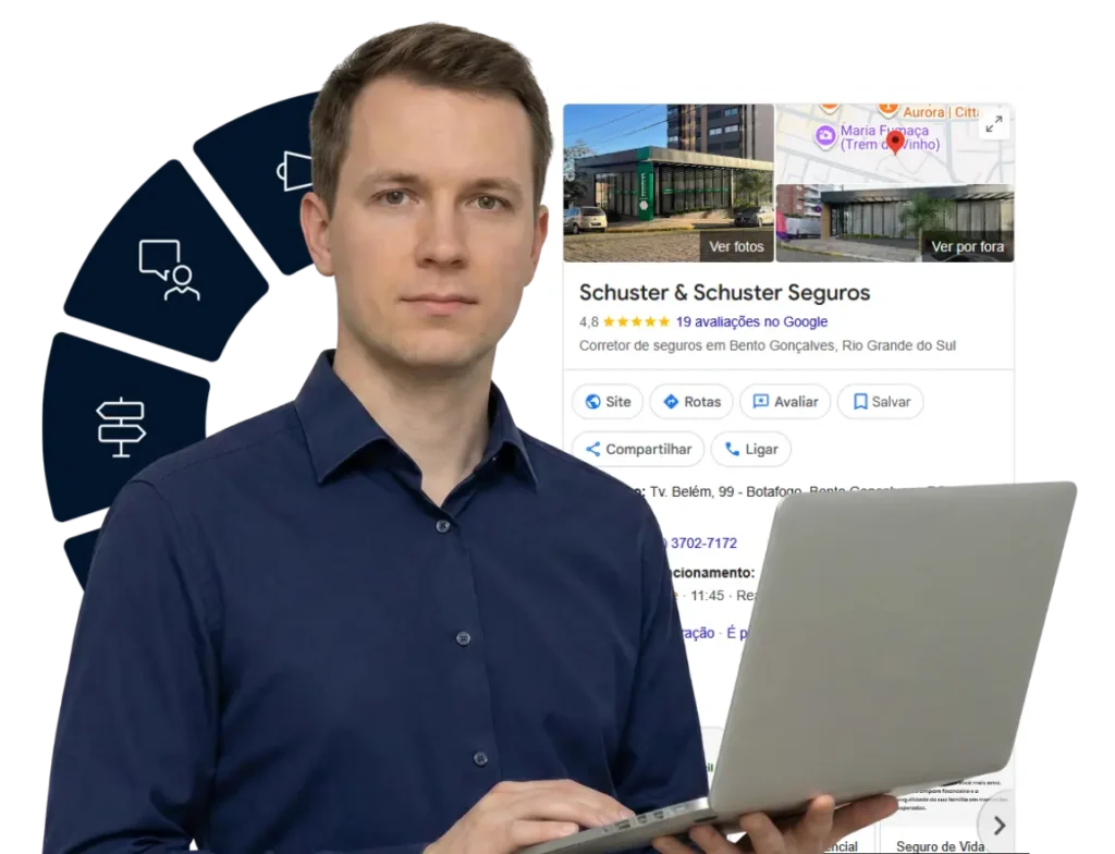 Resultado de busca local do Google destacando perfil otimizado no Google Meu Negócio. Otimização do Google Meu Negócio