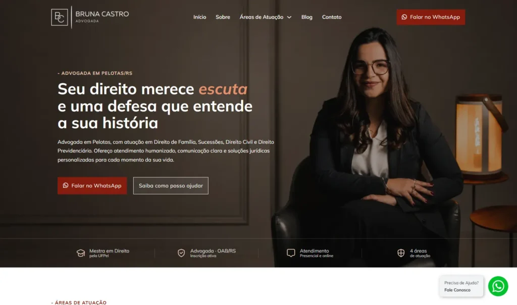 Projeto Site, Blog e Perfil do Google para Bruna Advogada em Pelotas RS
