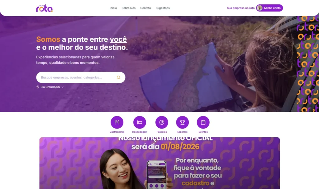 Sistema + Site para o Guia Grupo Rota em Rio Grande e Pelotas