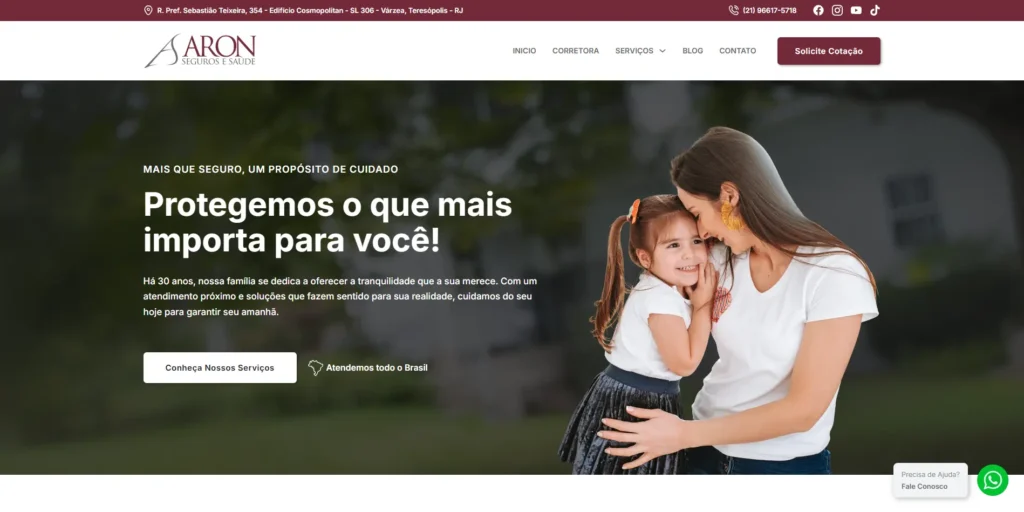 Site Aron Seguros e Saúde - Impulsiona Sites Criação de sites, landing pages e catálogos online