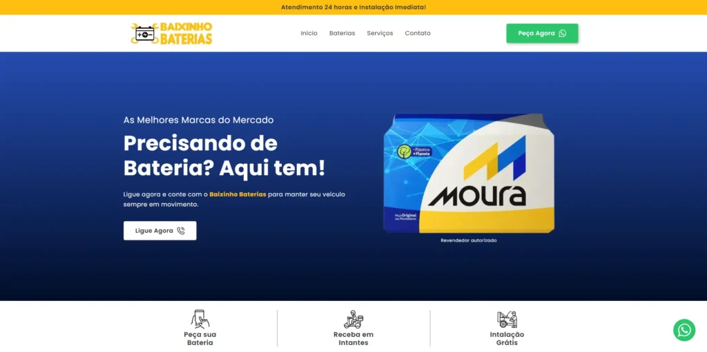 Site Baixinho Baterias - Criado pela Impulsiona Sites
