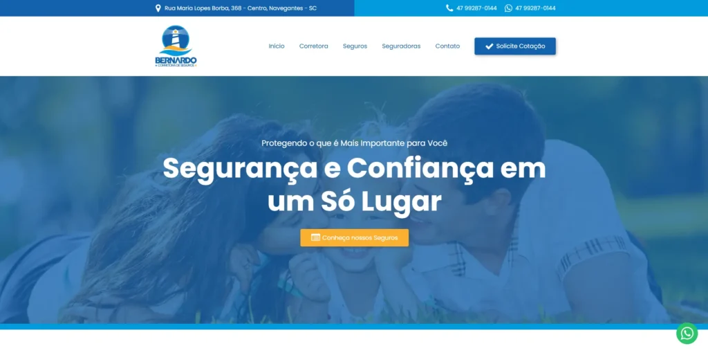 Site Bernardo Corretora de Seguros