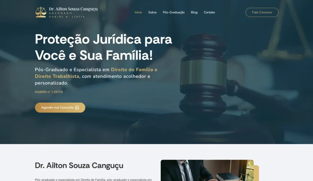 Site profissional para o Dr. Ailton Advogado criado pela Impulsiona Sites com foco em SEO e autoridade. Projeto de site profissional criado pela Impulsiona Sites