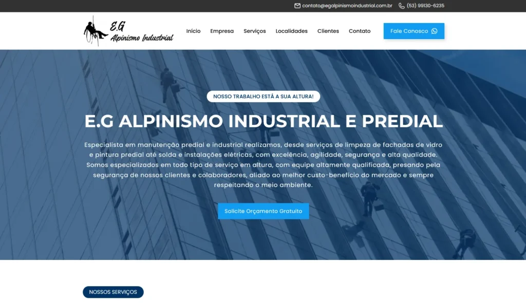 Site da empresa EG Alpinismo desenvolvido pela Impulsiona Sites para visibilidade e serviço de excelência. Projeto de site profissional criado pela Impulsiona Sites