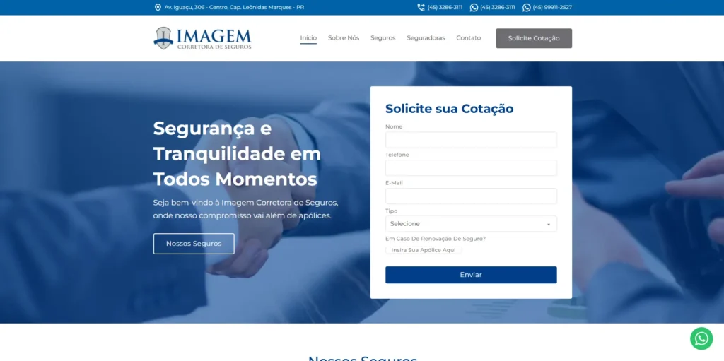 Site Imagem Corretora de Seguros