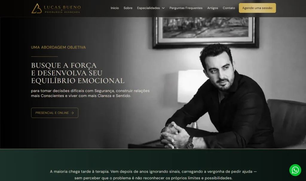Site Lucas Bueno Psicólogo, criado pela Impulsiona Sites, criação de sites profissionais na cidade de Pelotas. Atendimento em Pelotas e todo o Brasil