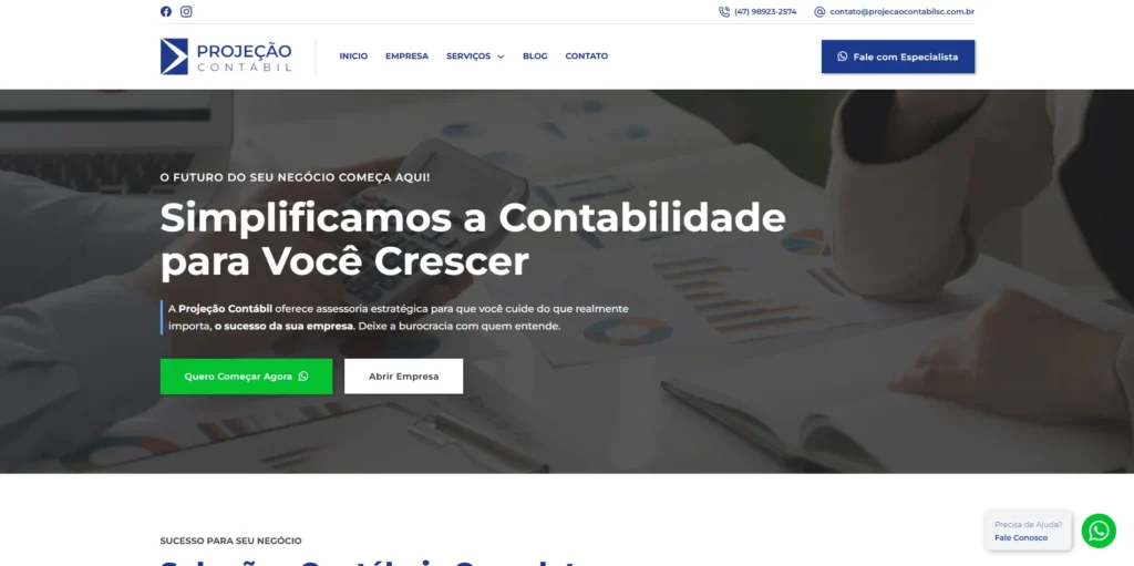 Site Projeção Contábil SC - Criado pela Impulsiona Sites