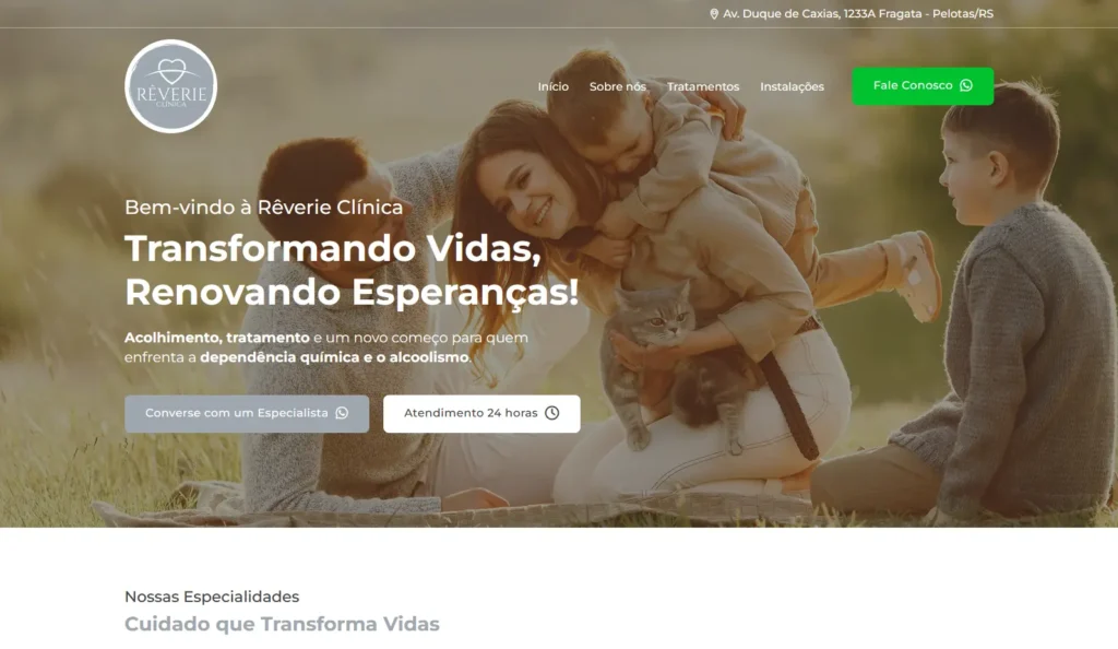 Serviço de criação de site para a empresa Rêverie Clínica pela Impulsiona Sites com foco em SEO. Projeto de site profissional criado pela Impulsiona Sites