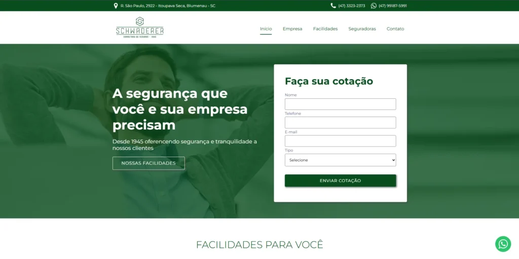Site Scwaderer Corretora de Seguros