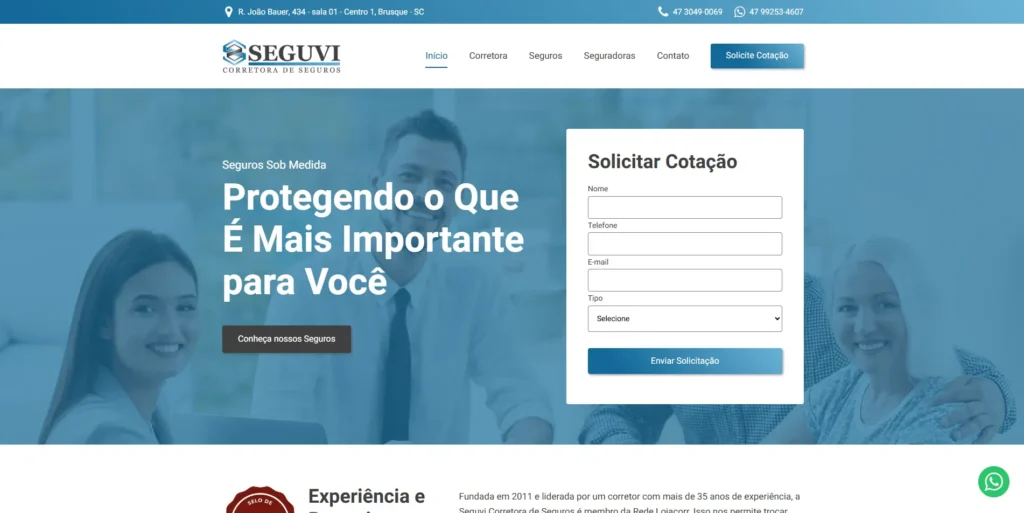 Site Seguvi Corretora de Seguros