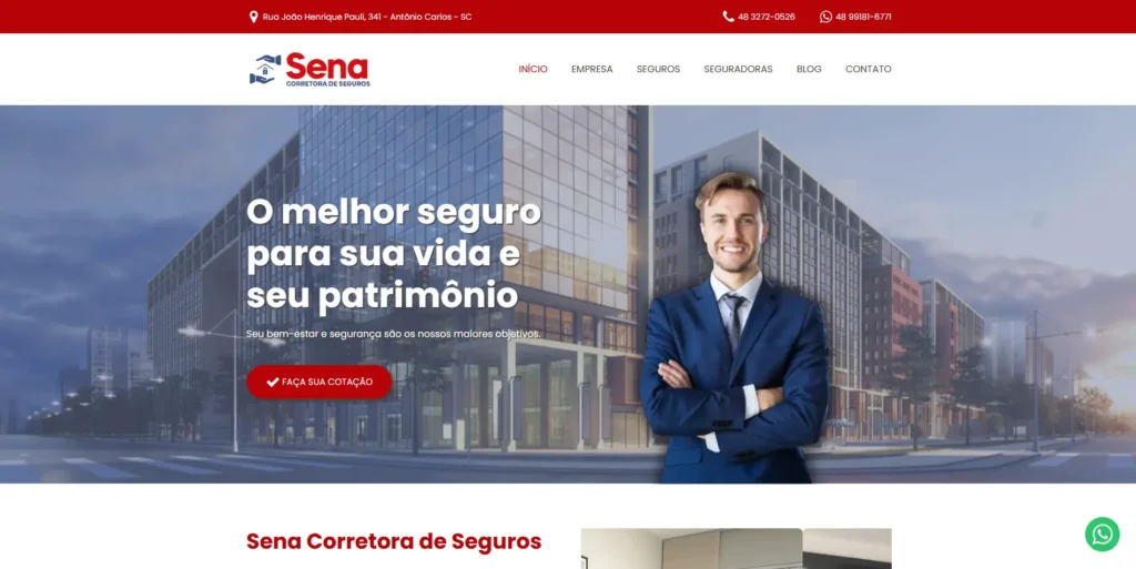 Site Sena Corretora de Seguros