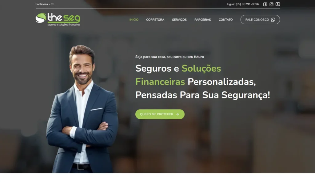 Serviço de criação de site para a empresa TheSeg Seguros realizado pela Impulsiona Sites com foco em SEO. Projeto de site profissional criado pela Impulsiona Sites