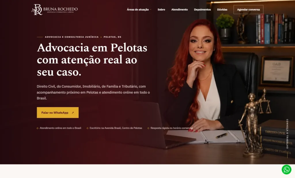 Site da Advogada Bruna Rochedo - Criado pela Impulsiona Sites - Criação de Sites em Pelotas e em todo o Brasil