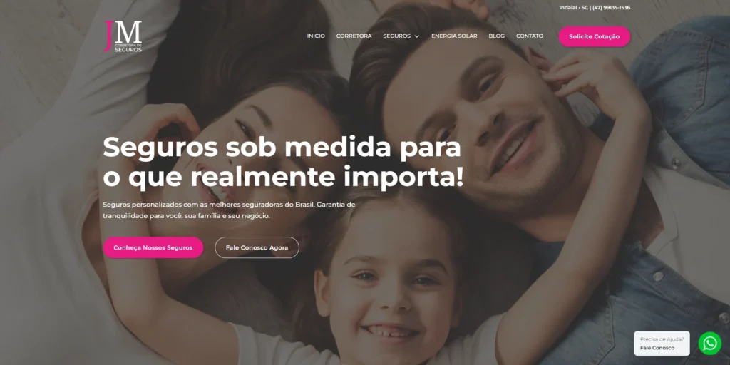 Site da JM Corretora de Seguros - Impulsiona Sites - Criação de sites, landing page e catálogos online
