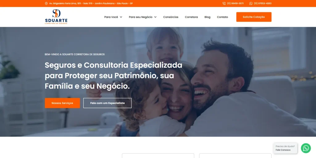 Site da SDuarte Corretora de Seguros